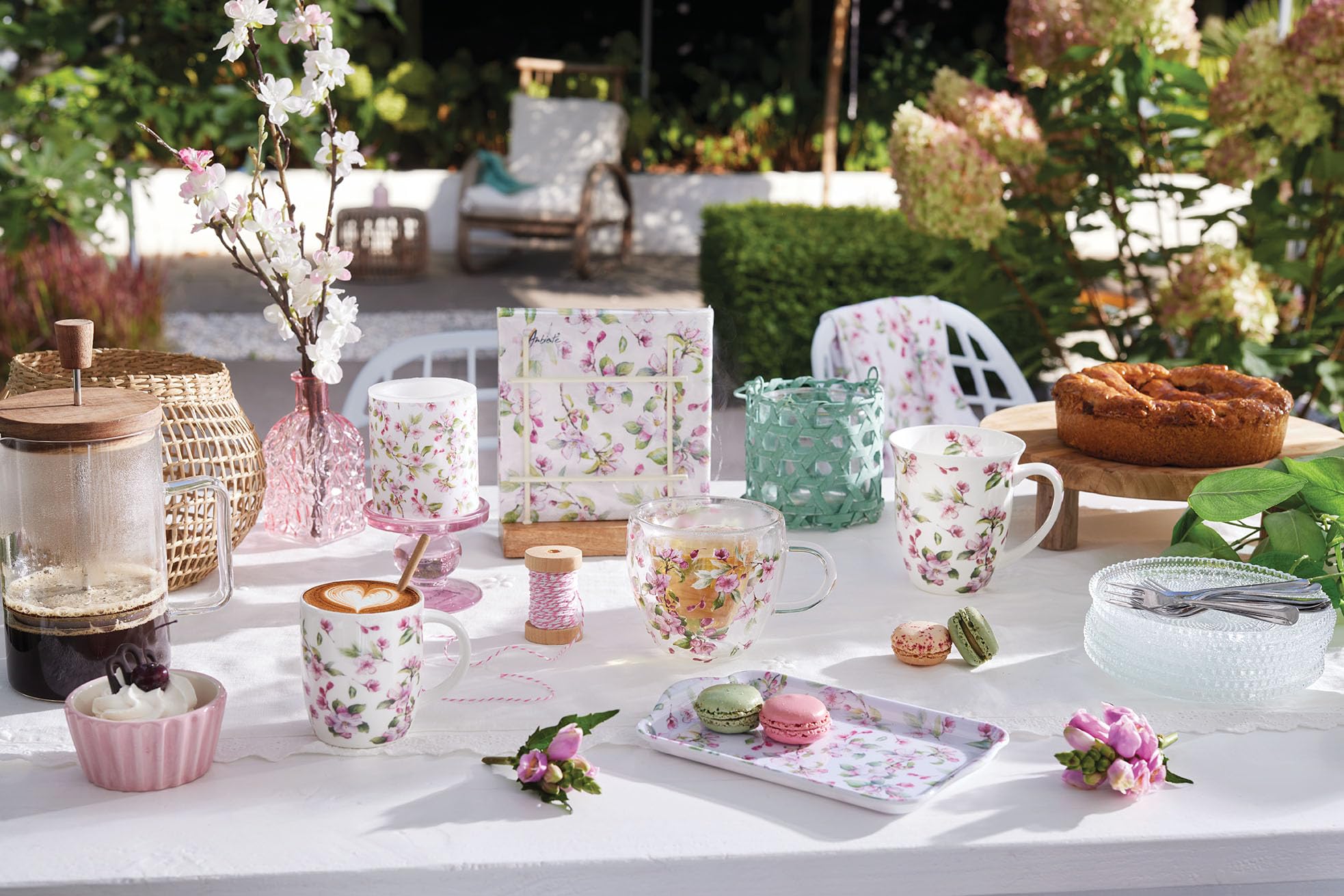 Ambiente Porseleinen mok ca. 400 ml beker bone china mok voor thee of koffie herfst winter Kerstmis pompoenen & zonnebloemen
