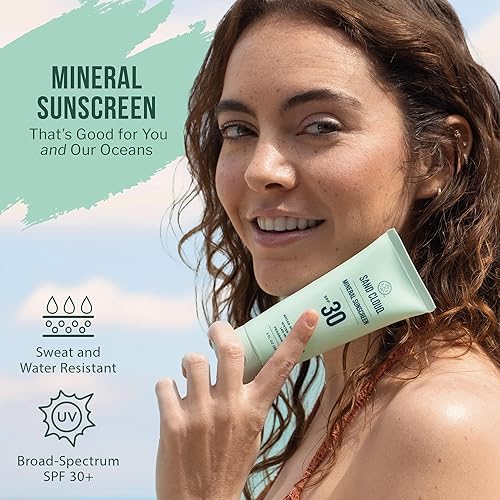 Miniatura 2 de Sand Cloud Protector solar mineral de amplio espectro para cuerpo SPF 30, 3 onzas, protector solar mineral corporal sin fragancia que hidrata, nutre