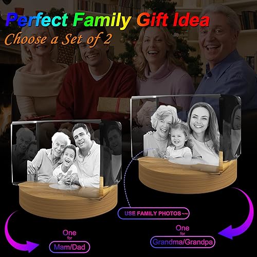 Miniatura 2 de Regalos personalizados con fotos de cristal 3D para ella, esposa, mamá, papá, mujeres, hombres, parejas, regalos personalizados con imágenes