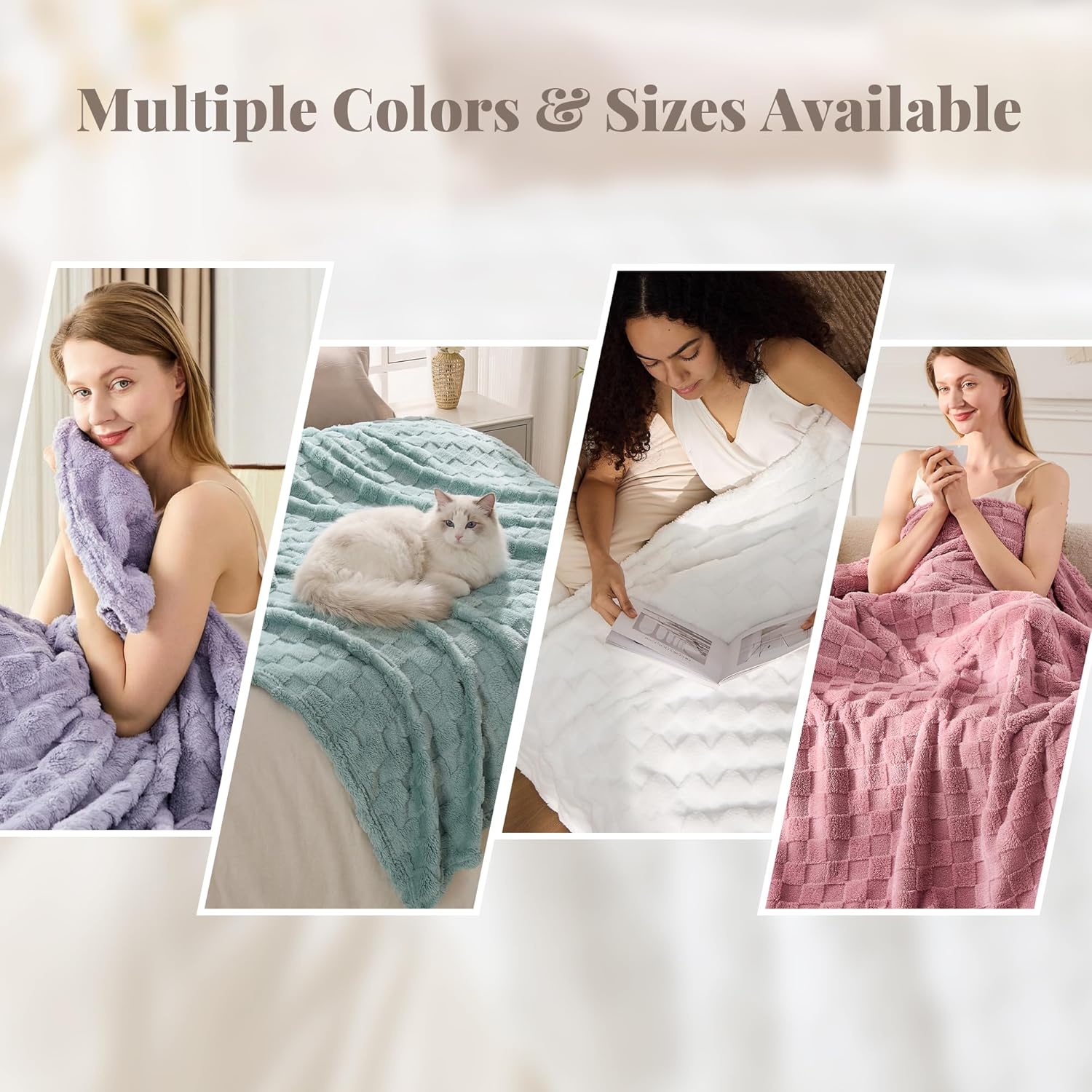 Purple Checkered Fleece Throw Blanket for Couch, Super Soft Cozy Blanket for Home Decor, Perfect Cozy Gifts for Women Men Gifts, Lightweight All Season Couch Blanket, 30x40 Inches - Image 5