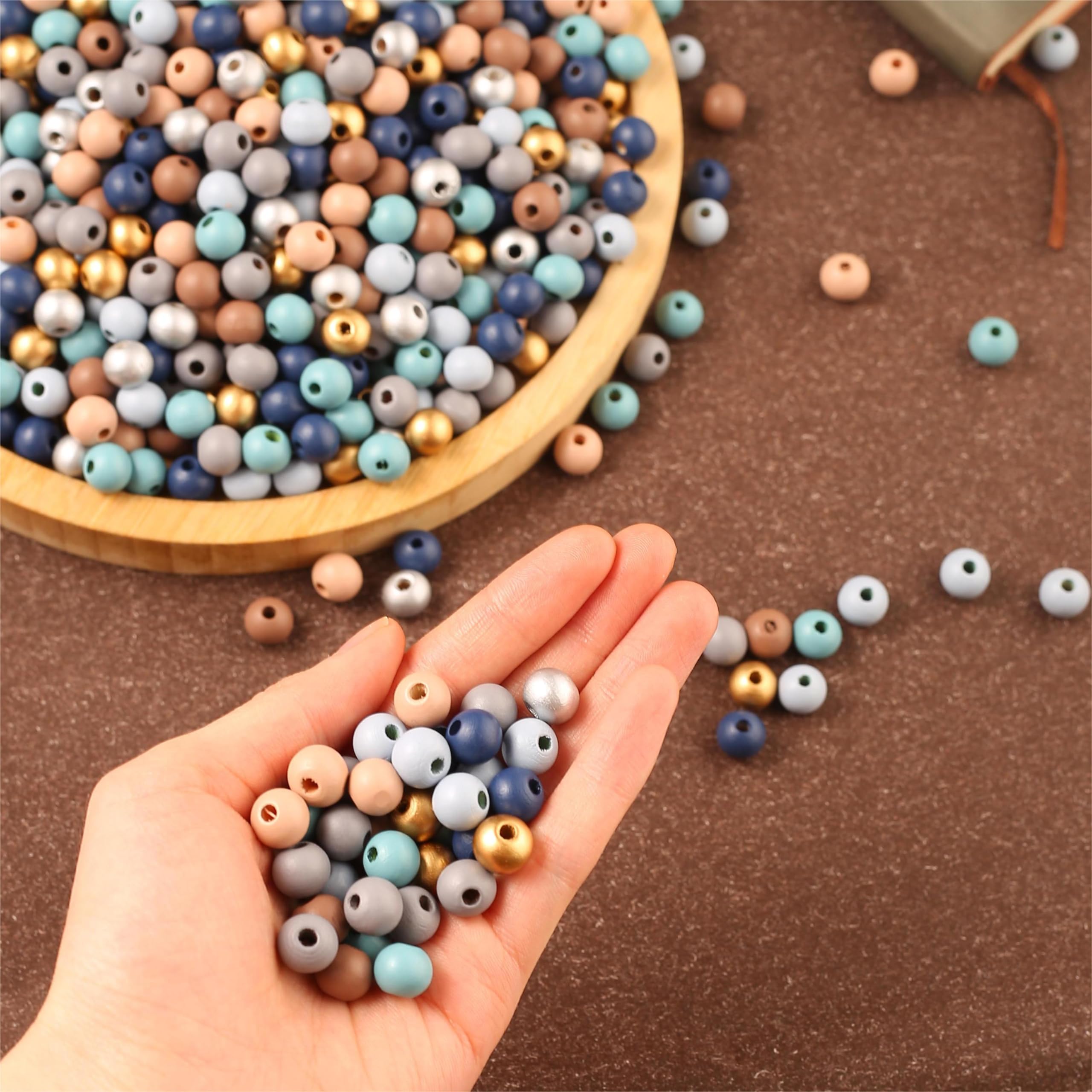 ToBeIT Holzperlen 1000 Stück – Rustikal, 8 Mm, In Rotbraun & Anderen Farben, Für Schmuck, Makramee & DIY