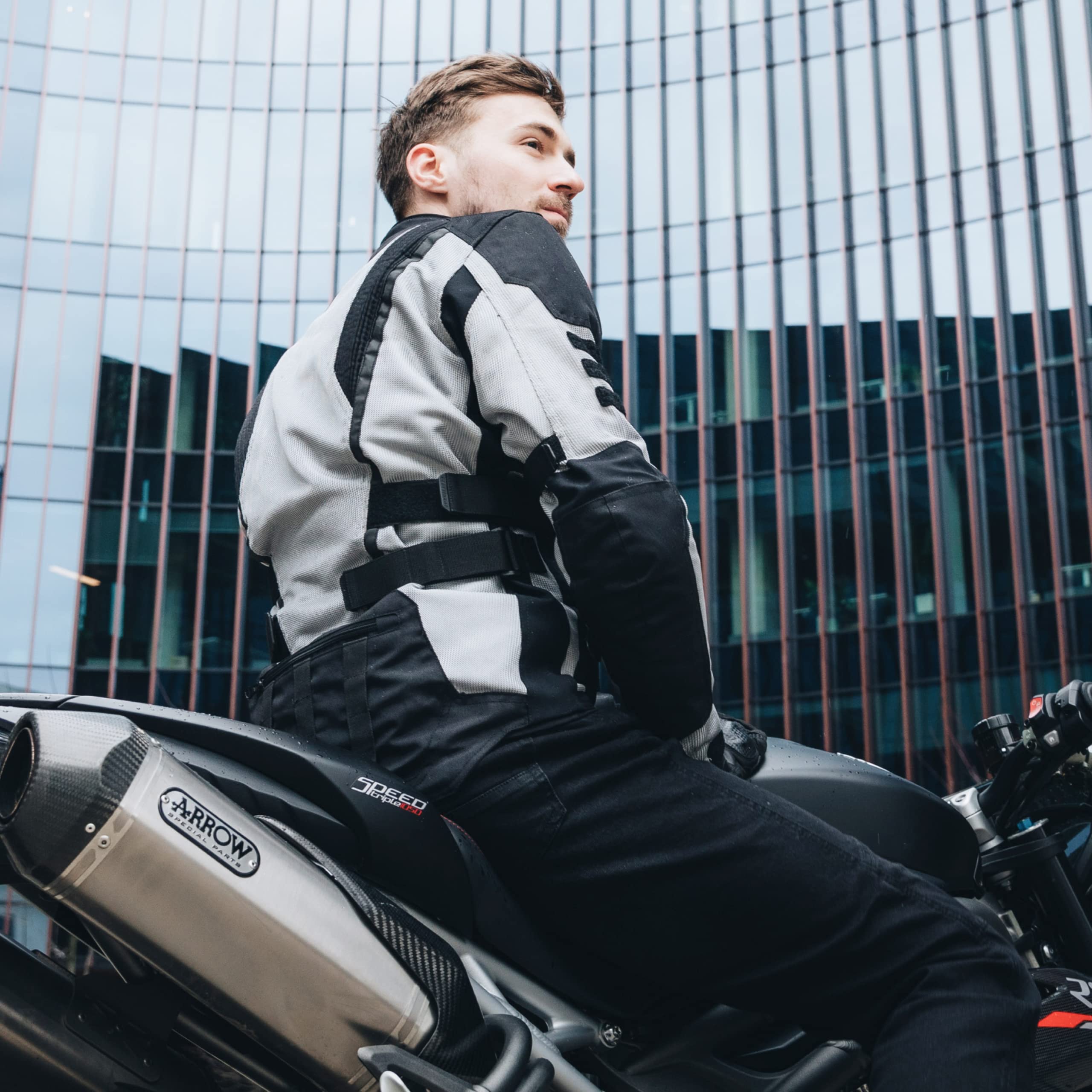 REBELHORN Scandal II męska kurtka motocyklowa, materiał tekstylny, ochraniacze na łokcie i ramiona, duże wstawki z siateczki, podwójne i potrójne szwy, elementy odblaskowe, rozmiary do 10XL