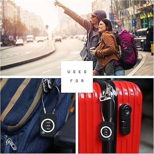 Miniatura 6 de Cerradura combinada, cerradura de cable premium con código, cerradura de combinación para seguridad de viaje, equipaje, maleta, mochila, antirrobo