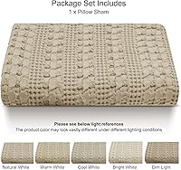 Vista 392 de PHF Fundas de almohada 100% algodón con tejido de gofre de 24 x 24 pulgadas, paquete de 2 fundas cuadradas para decoración elegante del hogar, sin