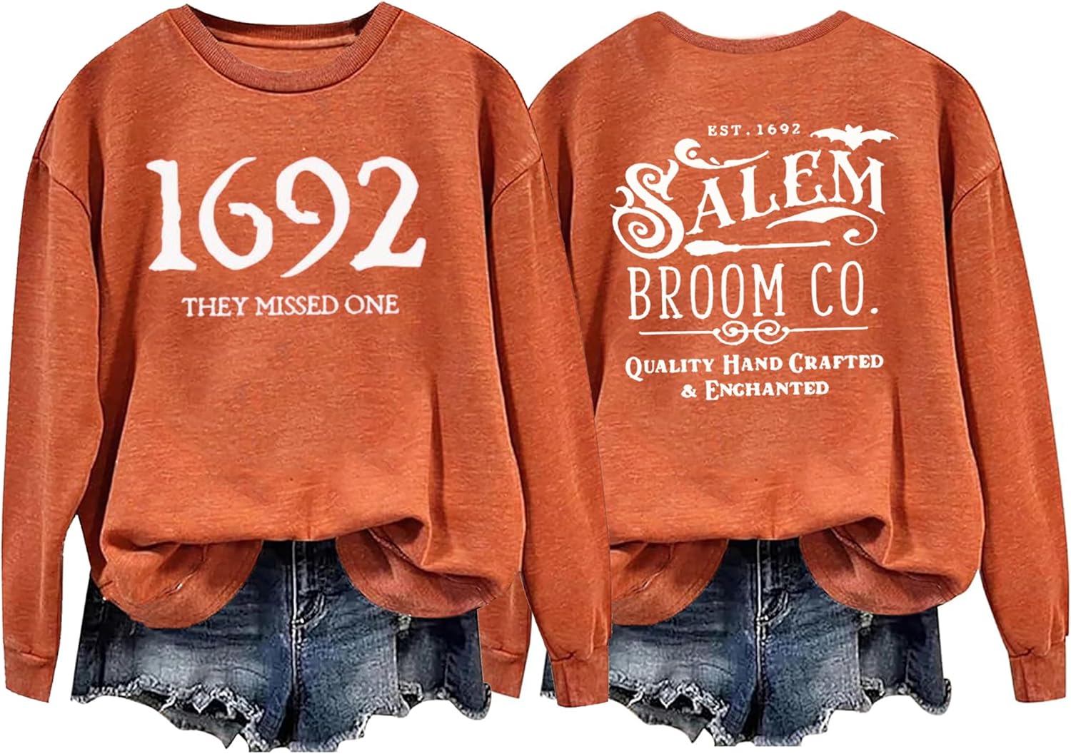 1692 They Missed One Halloween Shirts for Women Salem Witch Long Sleeve Shirt Halloween Hocus Pocus Pullover Tops