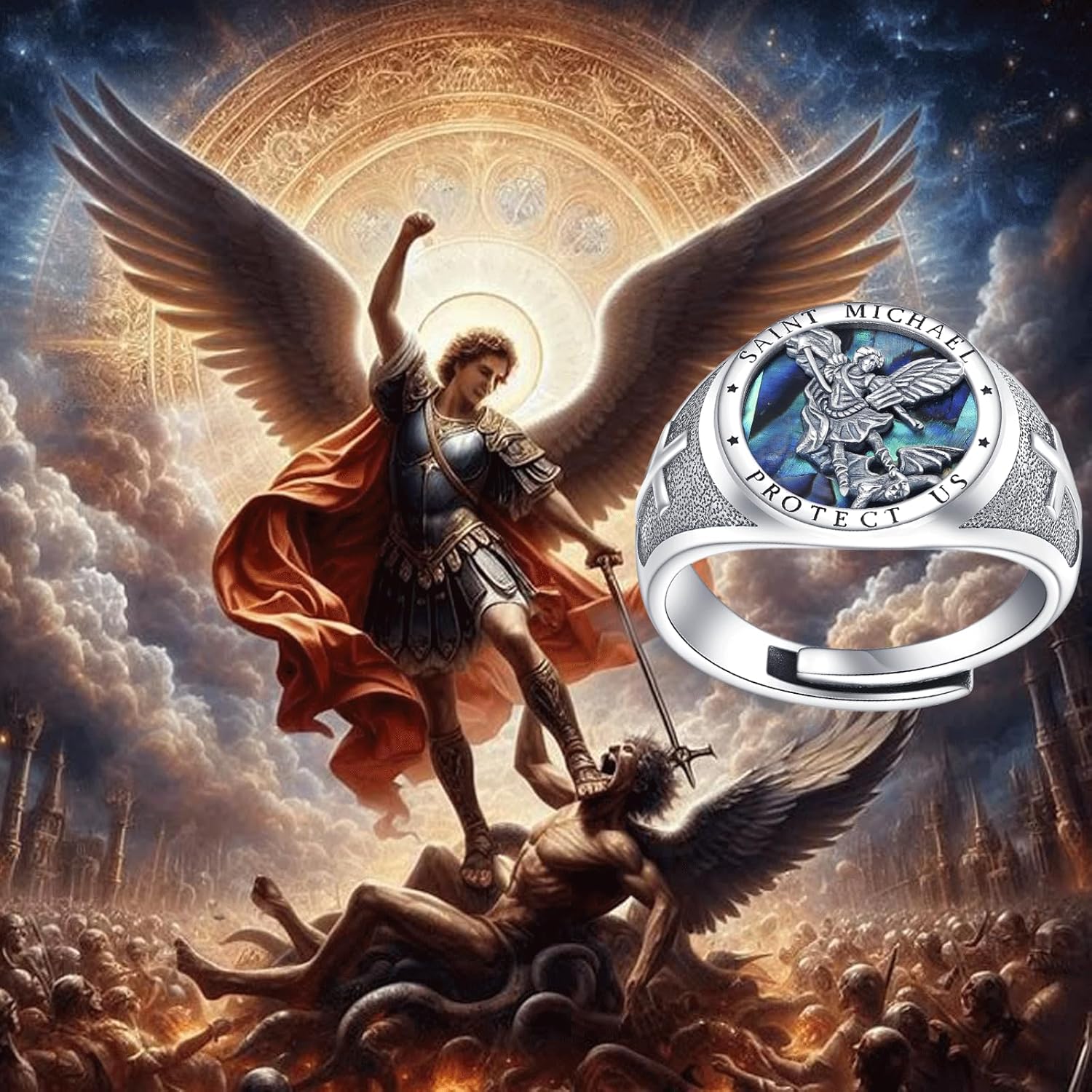 925 Sterling Silver Signet Ring Catholic Jewelry Gifts for Men Women - Image 6