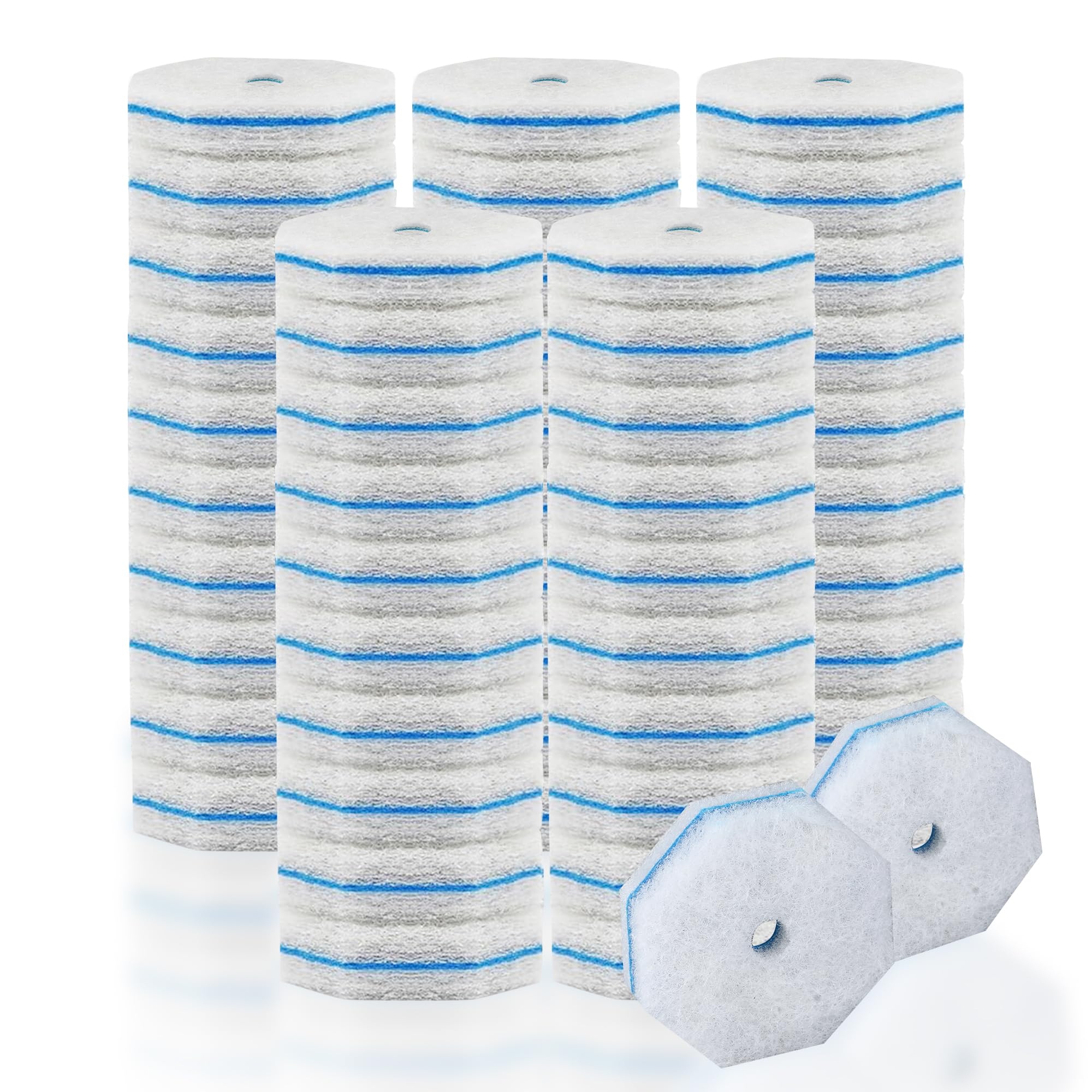 QKEL 50Pcs Disposable Toilet Brush Refills, Compatible with Most Toilet Brushes for Easy Bathroom Cleaning - Disposable Bowl Cleansing Wand Heads