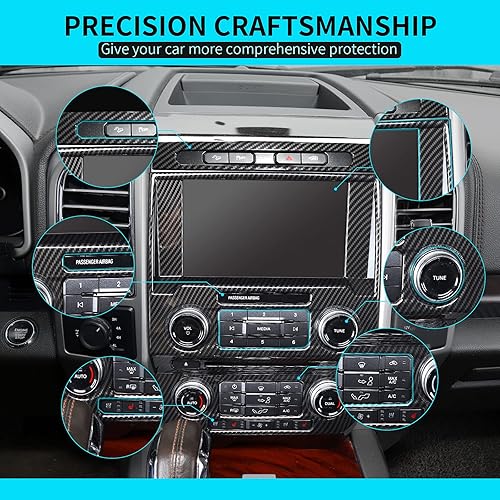 Miniatura 4 de JeCar Cubierta del panel de navegación GPS de la consola central F150, accesorios interiores de fibra de carbono para Ford F150 2015-2020