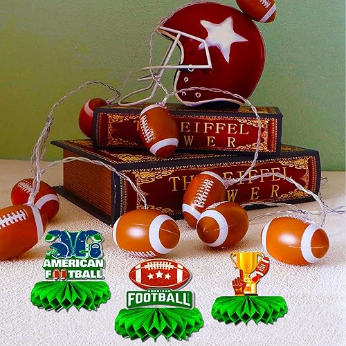 Miniatura 7 de 9 centros de mesa de fútbol para decoración de mesa, decoraciones de fiesta del Super Bowl 2024 con forma de panal de abeja para fútbol, fiesta de