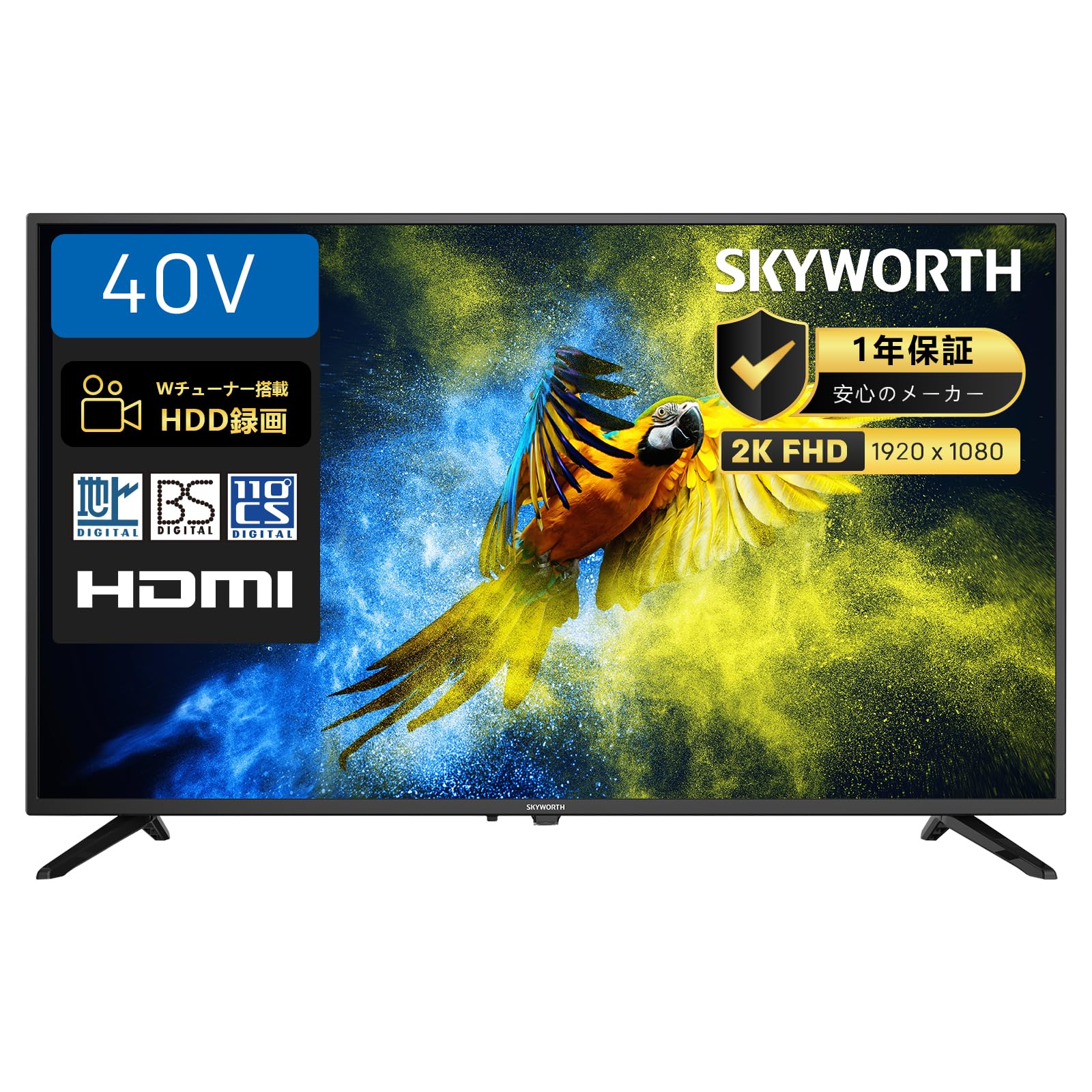 Amazon | SKYWORTH テレビ 40インチ FHD 液晶 ダブルチューナー 地上波