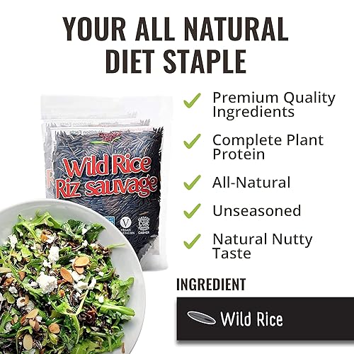 Miniatura 4 de Floating Leaf Arroz silvestre puro de grano largo, sin OMG y sin gluten, arroz orgánico salvaje salchicha (paquete de 3) 8 onzas cada uno, alimento