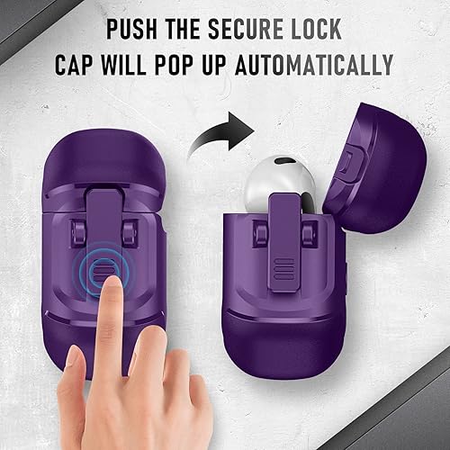 Miniatura 3 de Maxjoy Funda para Airpods de 3 generación, clip de bloqueo seguro de fibra de carbono, cuerpo completo, a prueba de golpes, carcasa rígida