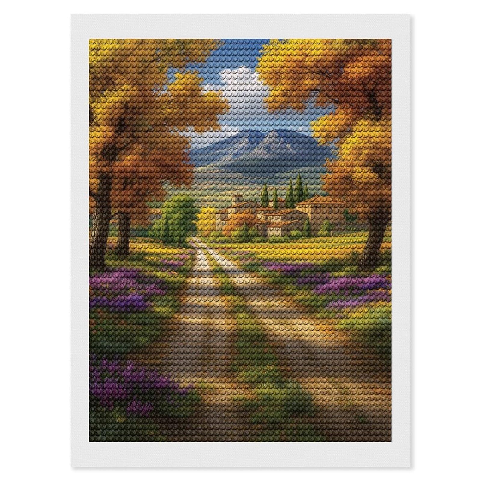 Junmoney A Dream of The Luberon Plains Diamond Painting Kit 12"x16", Thoughtful Handmade Gift, for Creative Relaxation, Printed Canvas, Cosy Home Accent