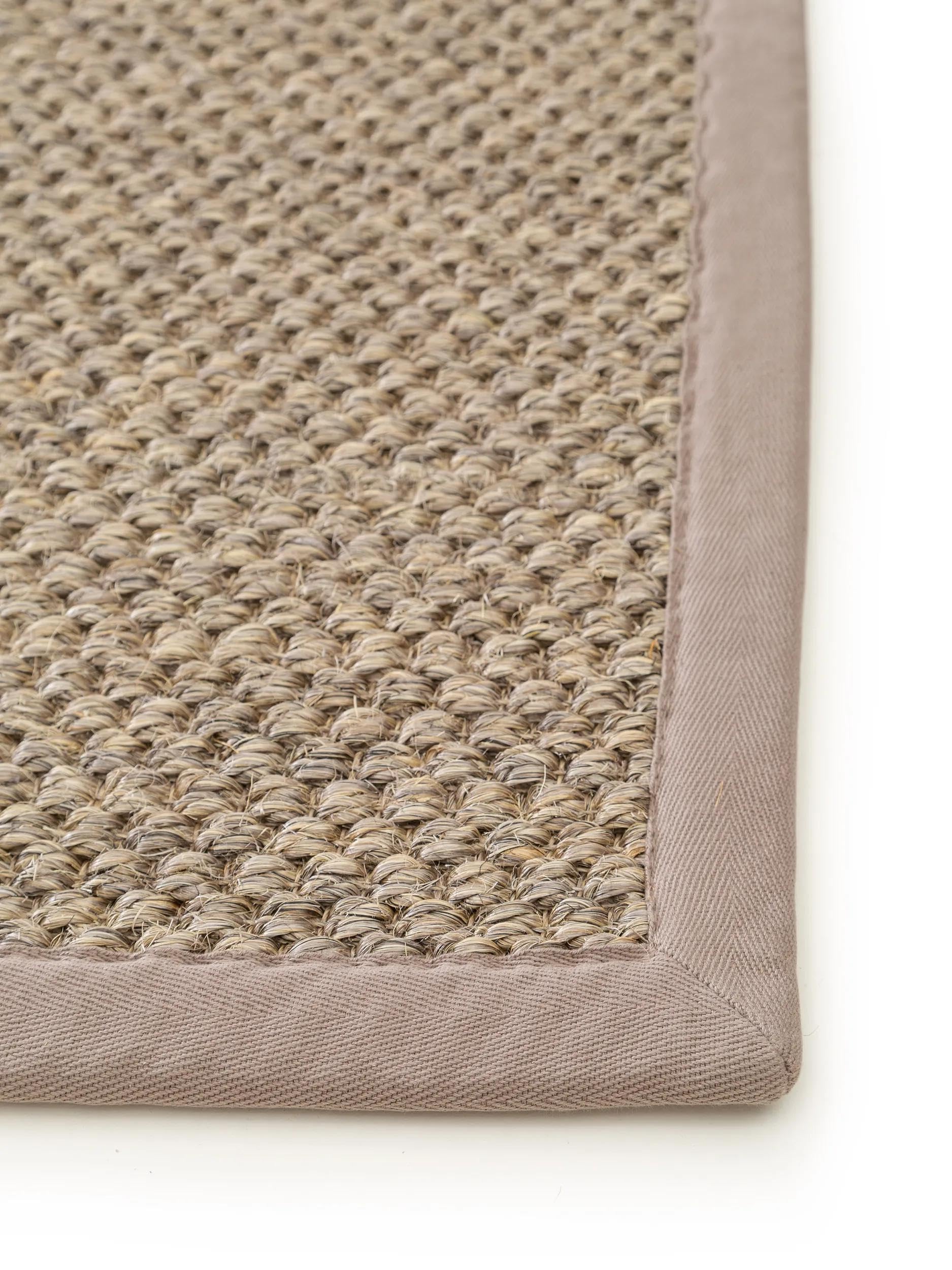 benuta Pure Greta – Felpudo 100% sisal – Rectangular & en estilo: cenefa, liso, Natural Living, Scandi Living – Fácil de limpiar para salón, dormitorio, pasillo, terraza, balcón, gris, 60 x 90 cm
