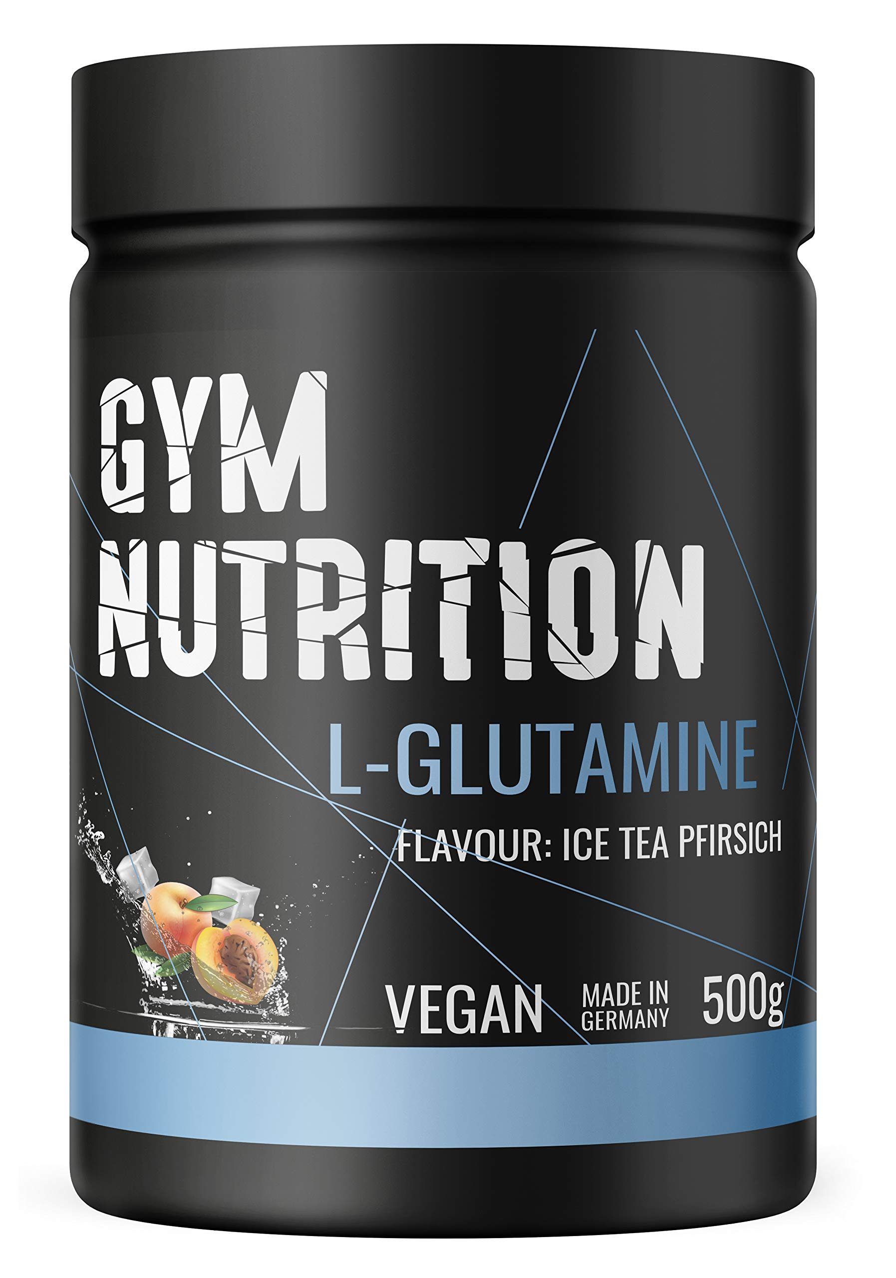 500g Ultrareines L-Glutamin Pulver extra hochdosiert - Glutamin Pulver - Laborgeprüft und vegan – Made in Germany - Eistee Peach Geschmack