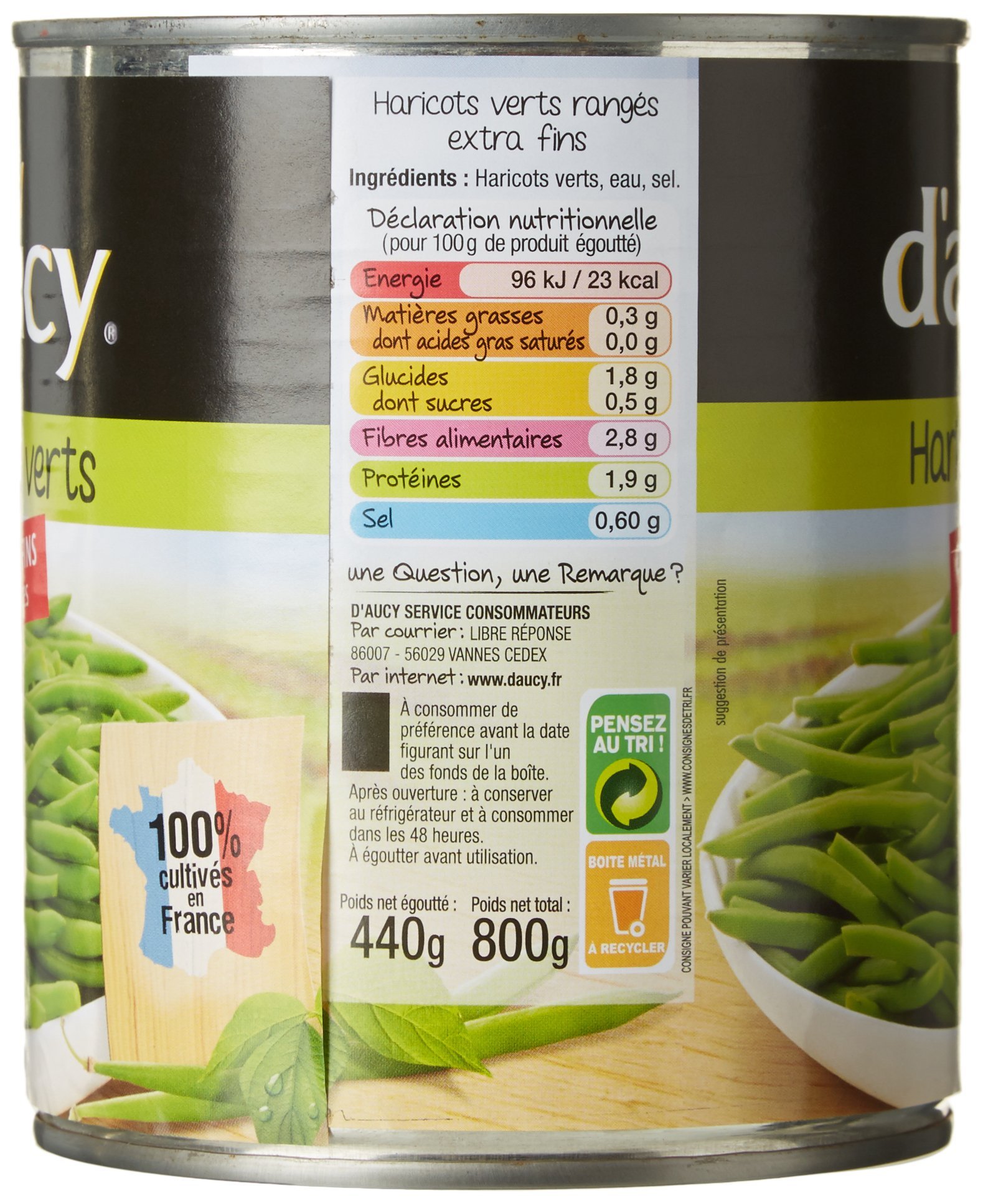 D'Aucy Haricots Verts Extra Fins, 440g
