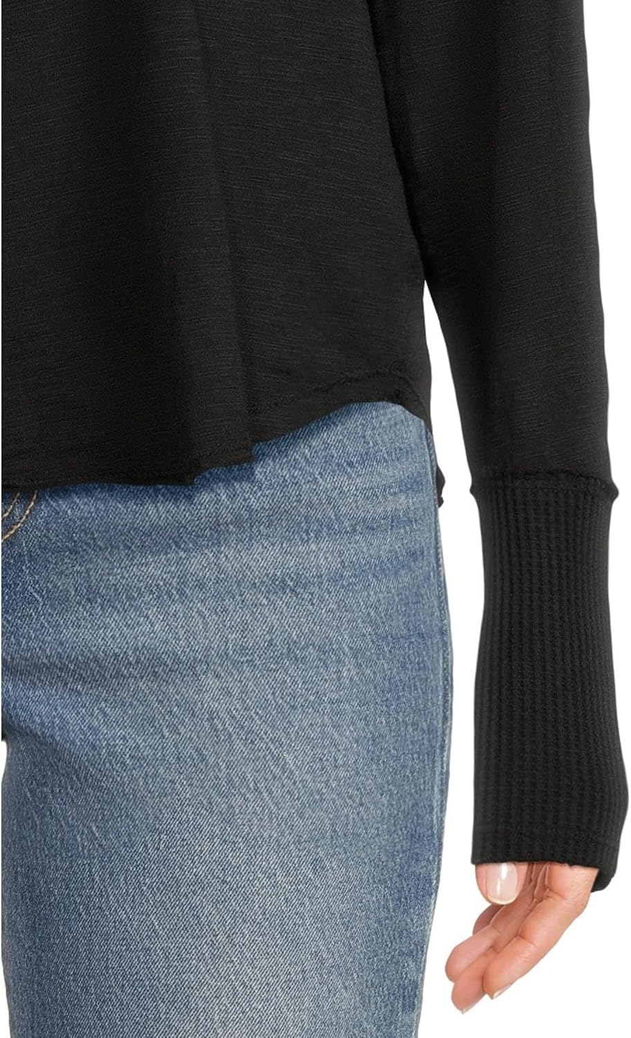 Mod-O-Doc Women's Long Sleeve Waffle Mix V-Neck Top - Image 4