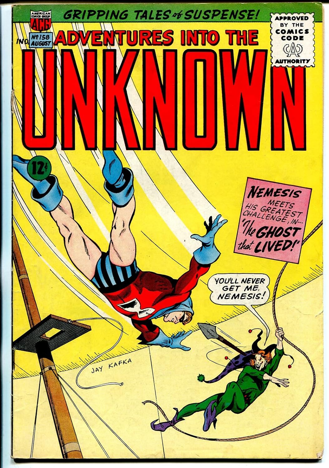 Adventures Into The Unknown #158-ACG-Nemesis-John Buscema-flying saucer-VG