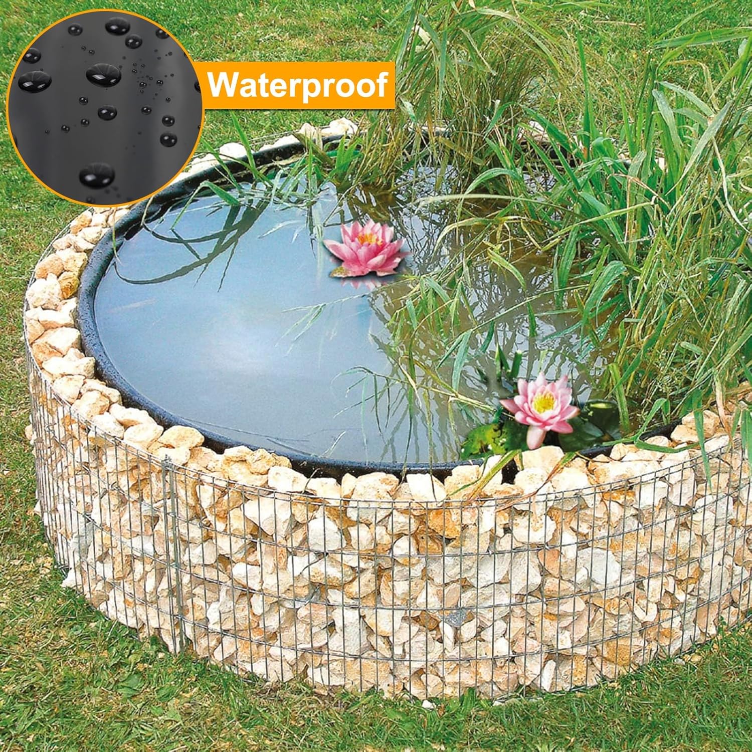 Flexible HDPE Pond Liners for Fish & Koi - Durable 5Mil Preformed Membrane for Garden Ponds, Fountains & Waterfalls - Sizes: 3x4, 3x6, 6x9, 8x12m, 14x15