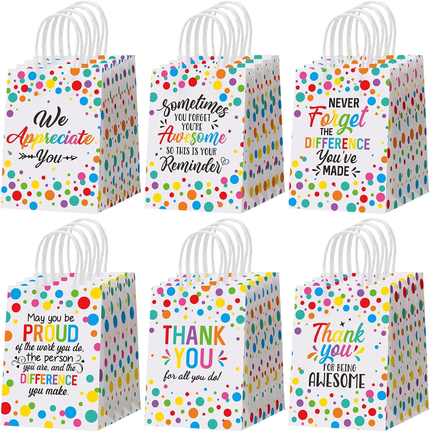 Resholder 30 Pcs Employee Appreciation Gift Bags Thank You Party Favor Bag with Handle Inspirational We Appreciate You Goodie Candy Treat Pouch Party Supplies Decor for Teacher CNA Week Staff Coworker