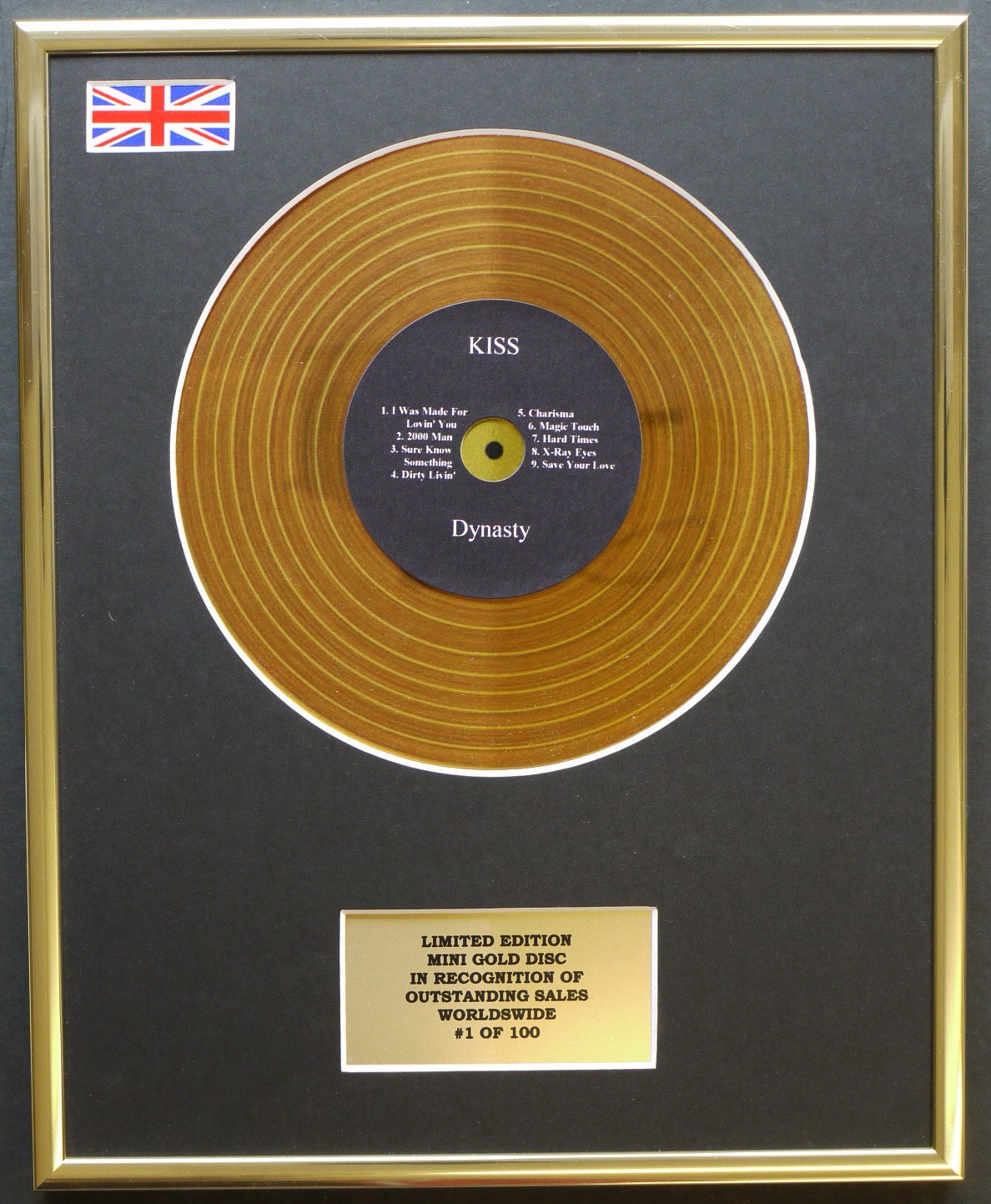 Limited Edition Gold Mini Disc Display Kiss/Mini Disc Display/Limited Edition/Coa/Dynasty