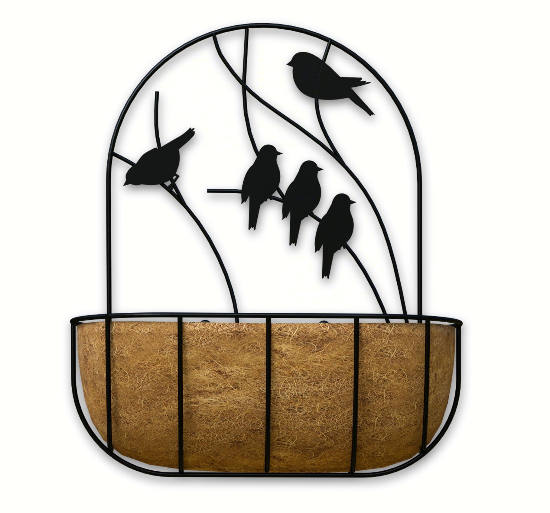 16 inch Perching Birds Wall Planter with Coco Liner