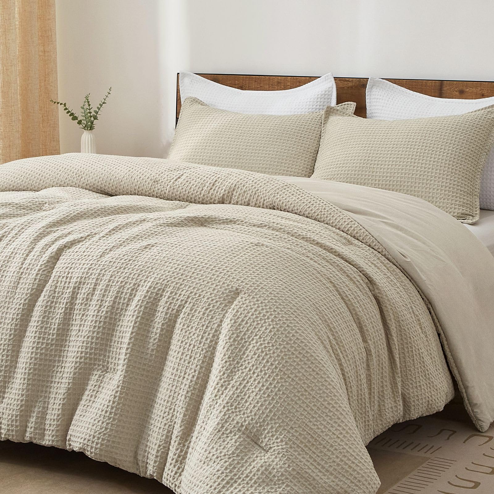 PHF Waffle Comforter Set King Linen