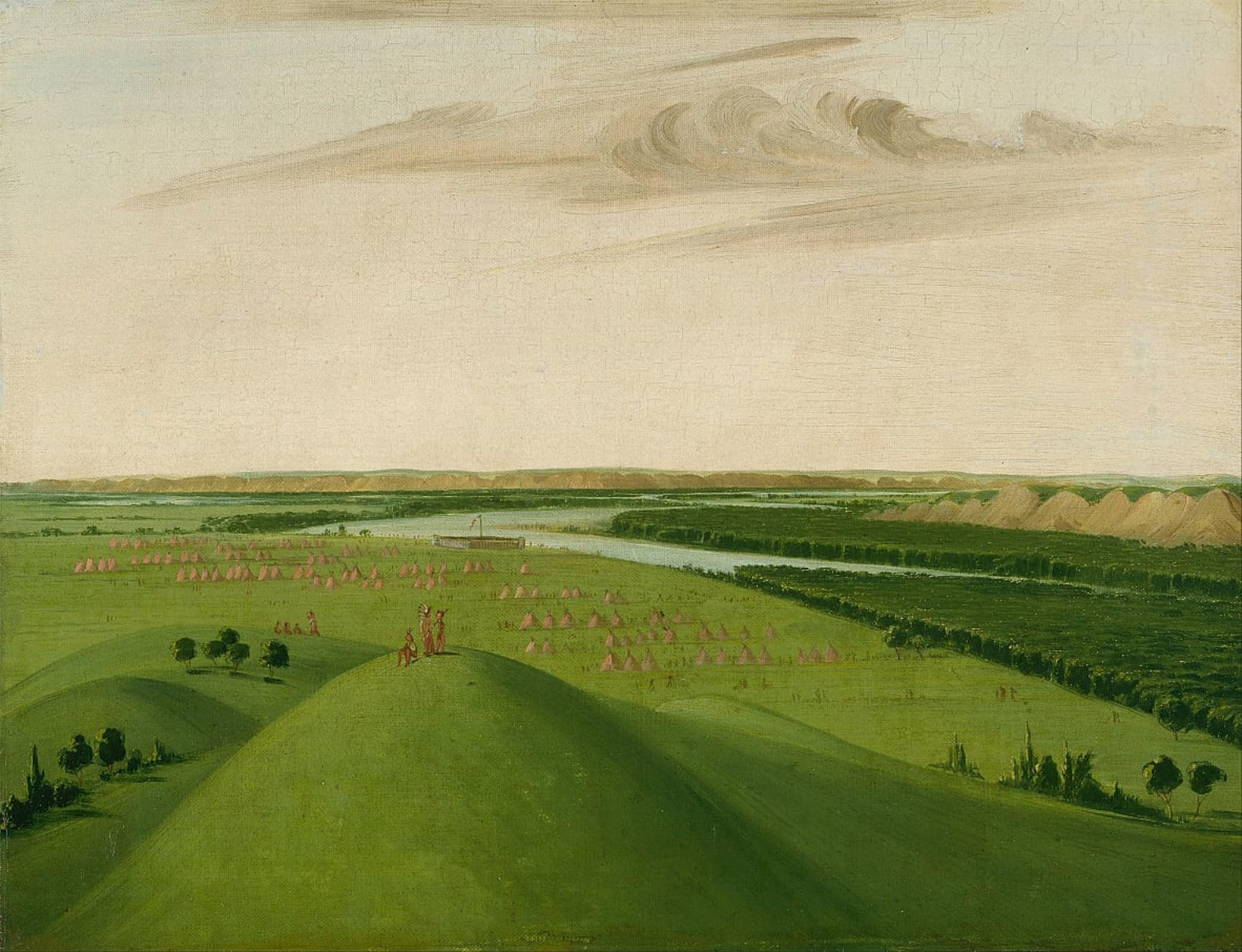 ARTXLXXBN Famous Art Print Poster Vintage Wall Art Fort Union Mouth of the River Miles Above St Louis by George Catlin Canvas Art Poster for Home Decor 60x90cm