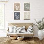 Ensemble d'art mural boho encadré de 4 pièces pour impression botanique minimaliste en bois pour décor mural de maison de ferme vintage rustique (marron, 12x16)