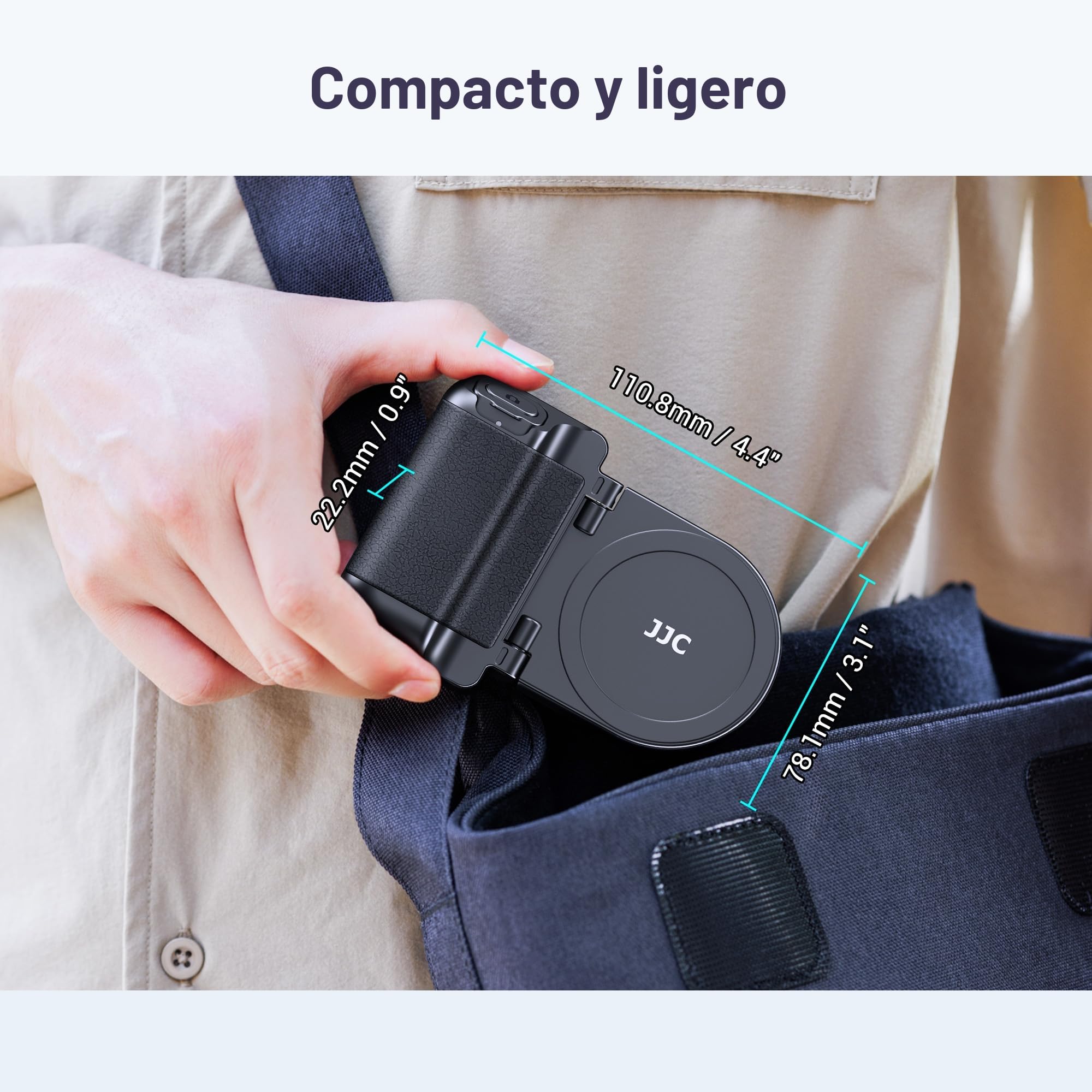 JJC Magsafe - Mango magnético para teléfono móvil con mando a distancia Bluetooth para iPhone Air 17, 16, 15, 14, 13 y Android, soporte de mesa y adaptador de trípode, color negro