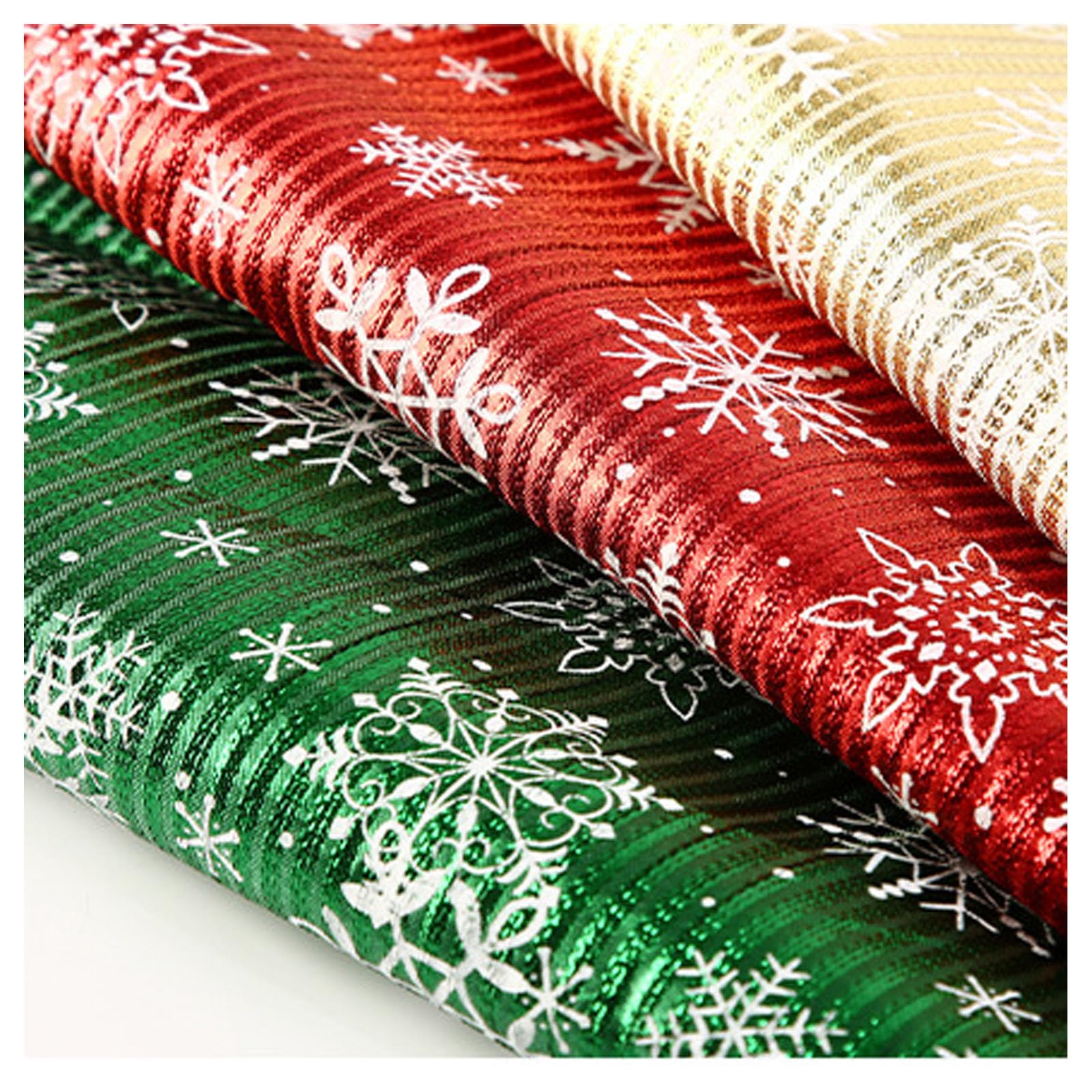 3 yards - Tessuto natalizio dorato, in poliestere, per cucito, fiori, con motivo a fiocchi di neve, per fai da te, abbigliamento, tovaglie, sfondi, scrapbooking (148 cm)