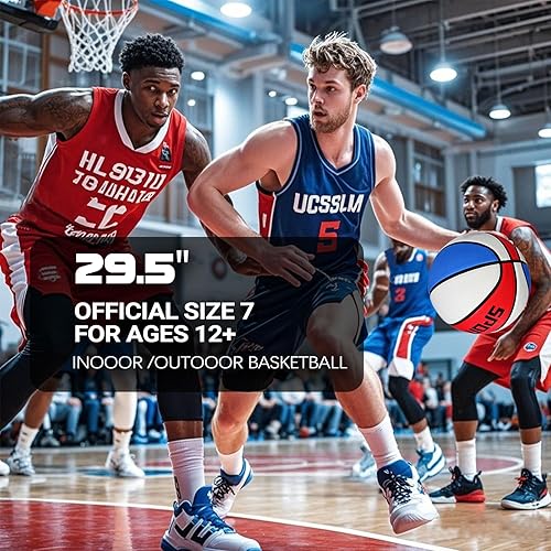 Miniatura 3 de KUYOTQ Baloncesto  Balón de baloncesto de cuero compuesto que absorbe la humedad con agarre superior, tamaño oficial 7 (29.5 pulgadas) para