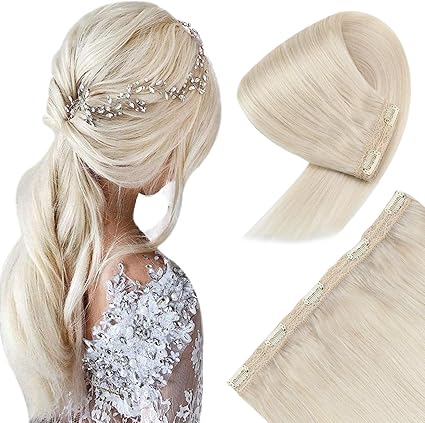 Sunny 16 70g One Piece Clip In Hair Extensions White Blonde 613 100 Real Remy Human Hair Extensions With 5 Clips Amazon Co Uk Beauty