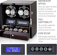 Vista 5 de 4 Watch Winder with 5 Watch Storage Space, LCD Display, Touch Control and Interior Light