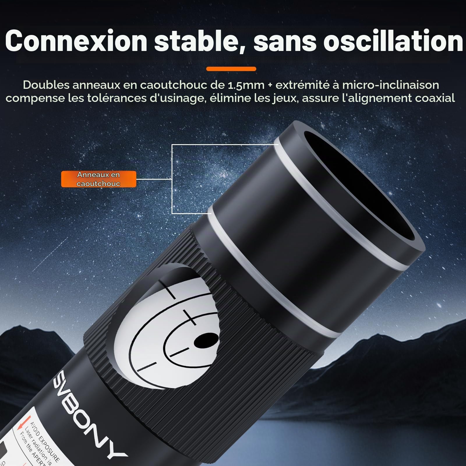 Svbony SV121 Collimateur pour Télescope 1,25", 3 Niveaux de Luminosité, Vis de Positionnement Triangulaire, Anneaux en Caoutchouc Doubles, pour Catadioptrique Newton SCT Observation Astronomique