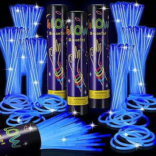 Hanaive 300 Pcs Glow Sticks Bulk 8 Inch Glow Bracelets and Necklaces Glow in the Dark Light up Sticks with Connectors for Neon Birthday Party Favors Supplies Decorations