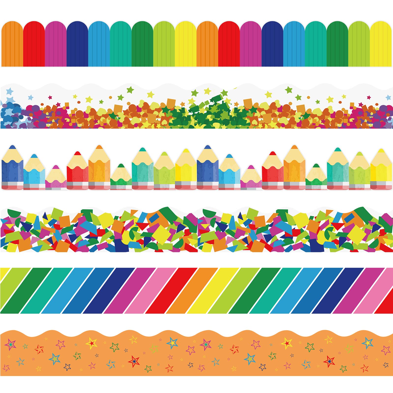 Containlol Classroom Borders for Bulletin Board, 118 ft Lively Crumbs Theme Scalloped Trim Colorful Bulletin Board Boarders for Home Office Classroom