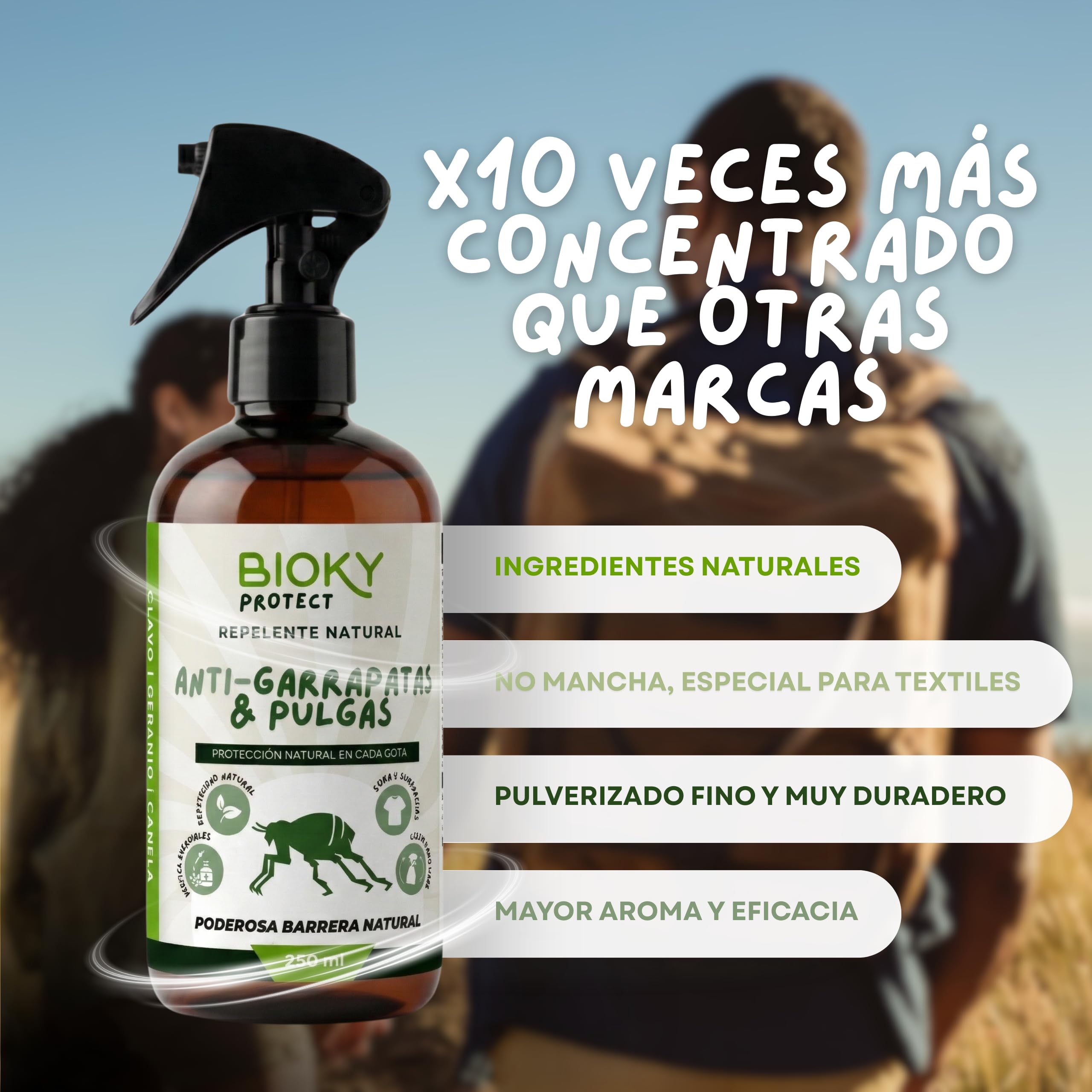 Protect Spray Garrapatas y Pulgas 250ml | Repelente ideal para Ropa, Casa, Camping, Excursiones | con Aceite de Geranio, Clavo y Canela | x10 veces Más Concentrado | No Mancha - 3