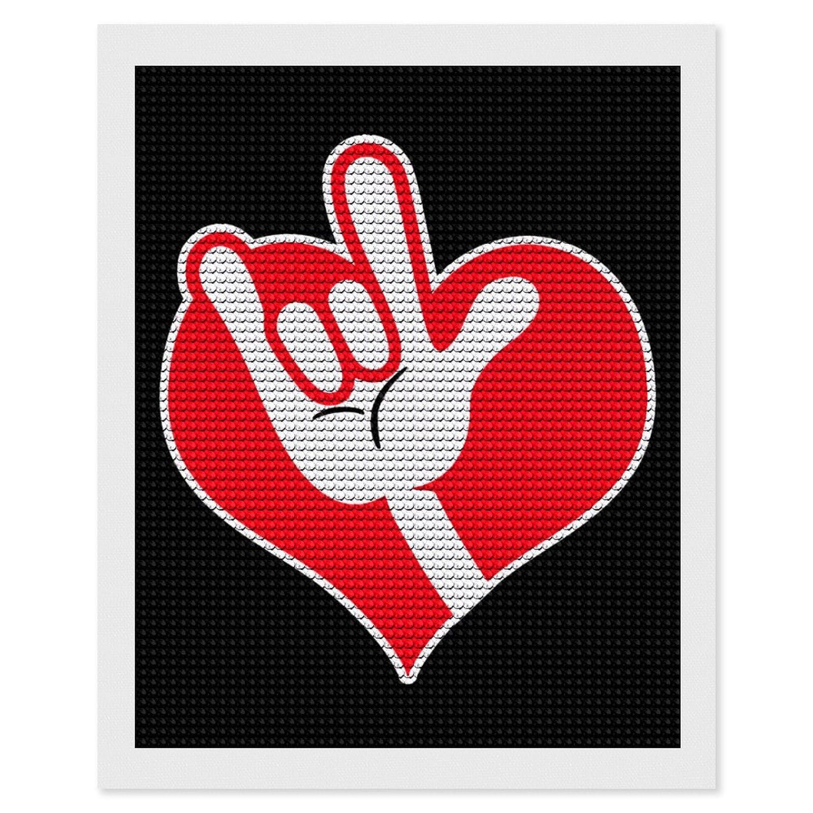 Nclqvjxzkhw Style Am-Ericans-Sign Language I Love You Diamond Art Painting For Adult Round Diamonds Pictures Arts Crafts Home Wall Decor 16"X20"