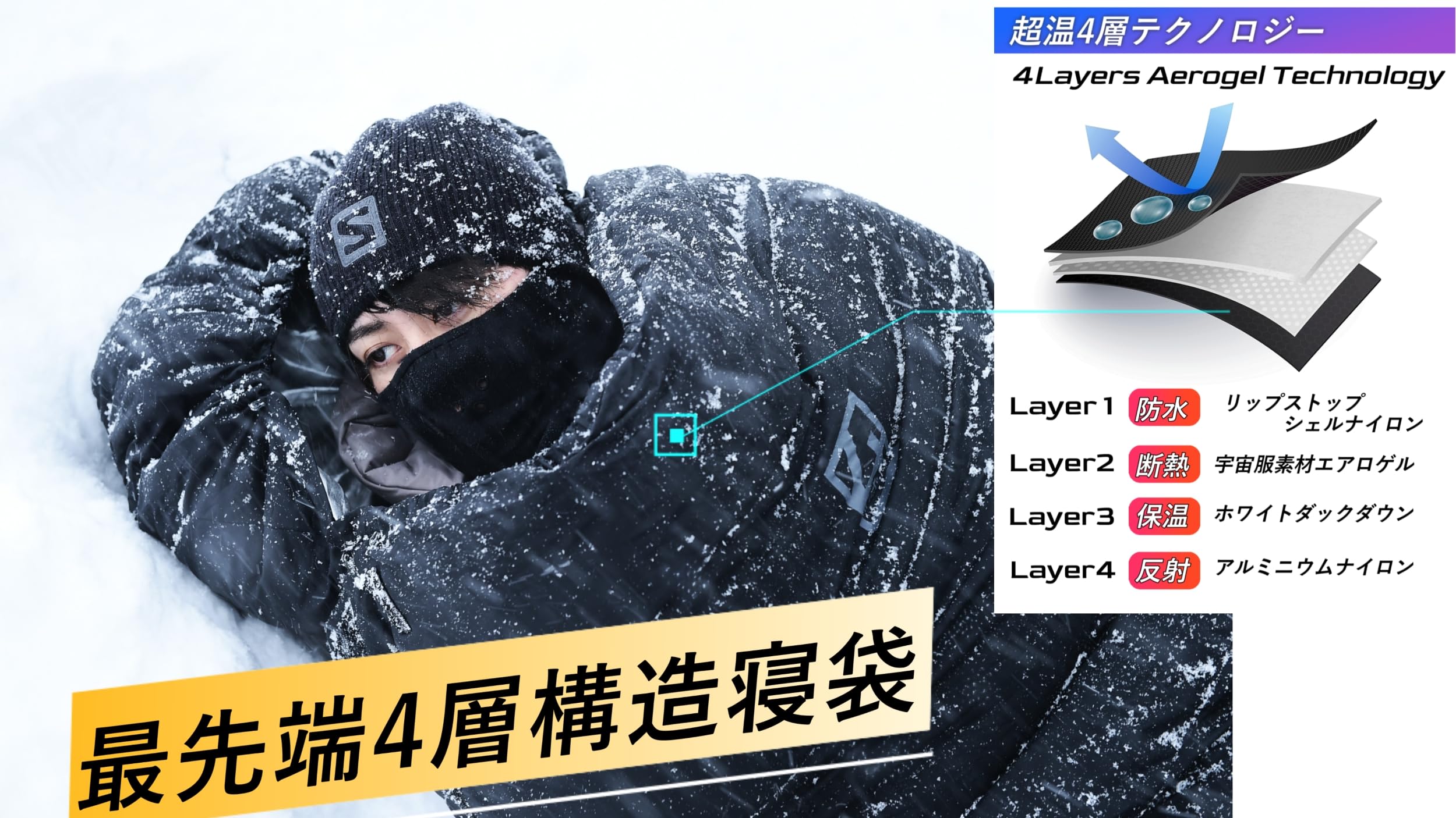 Amazon.co.jp: 【エアロゲル寝袋】ブラック （-25℃対応 極寒でも暖かい