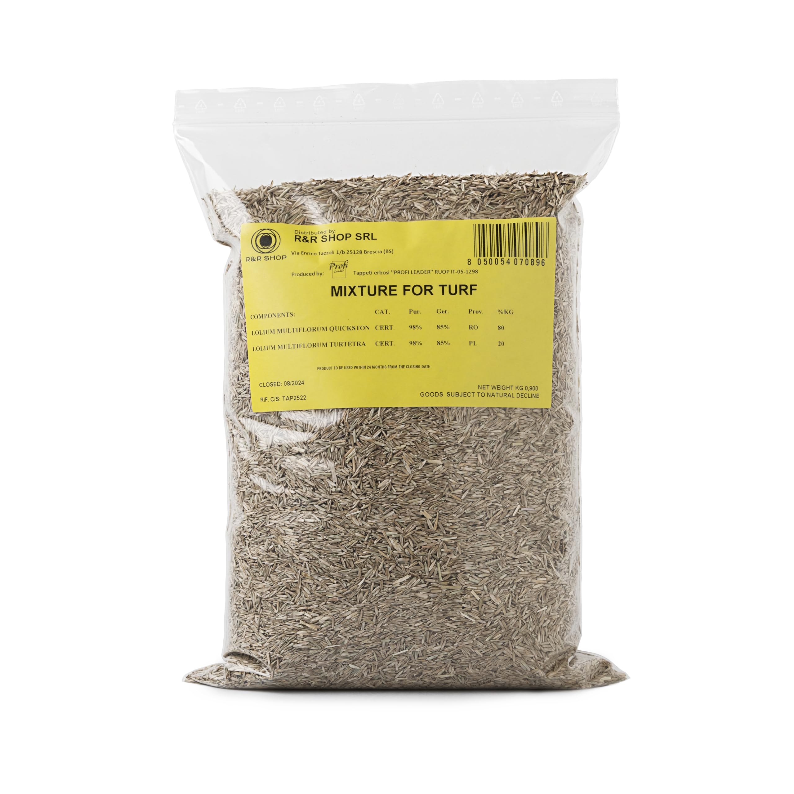 R&R SHOP – Samen für widerstandsfähigen Rasen, Weidelgras, schnell wachsend und begehbar, geeignet für alle Geländearten (900gr - 35mq)