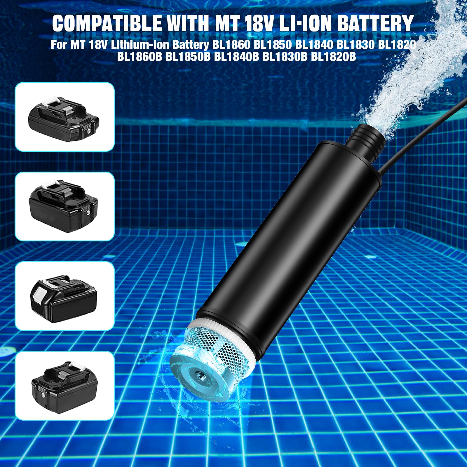 Bomba de agua portátil para batería de litio Makita de 18 V, 120 W, 12 V, bomba de transferencia de agua, bomba eléctrica para jardín, jacuzzi, tanque, piscina, estanques, acuarios