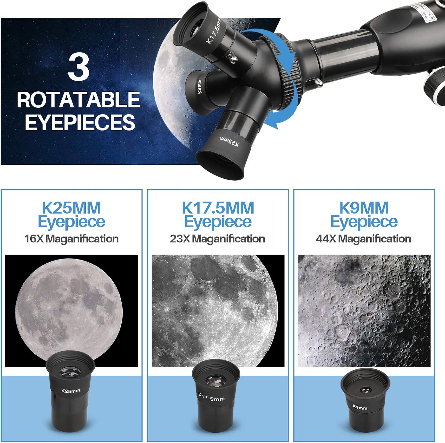 Gеt Dіѕсоunt 70% Prісе Telescope for Adults Kids Beginners,3 Rotatable Eyepieces 80mm Aperture 400mm Mount Astronomical Refracting Telescope, HD high Magnification, Portable and Equipped with Phone Photo Adapter