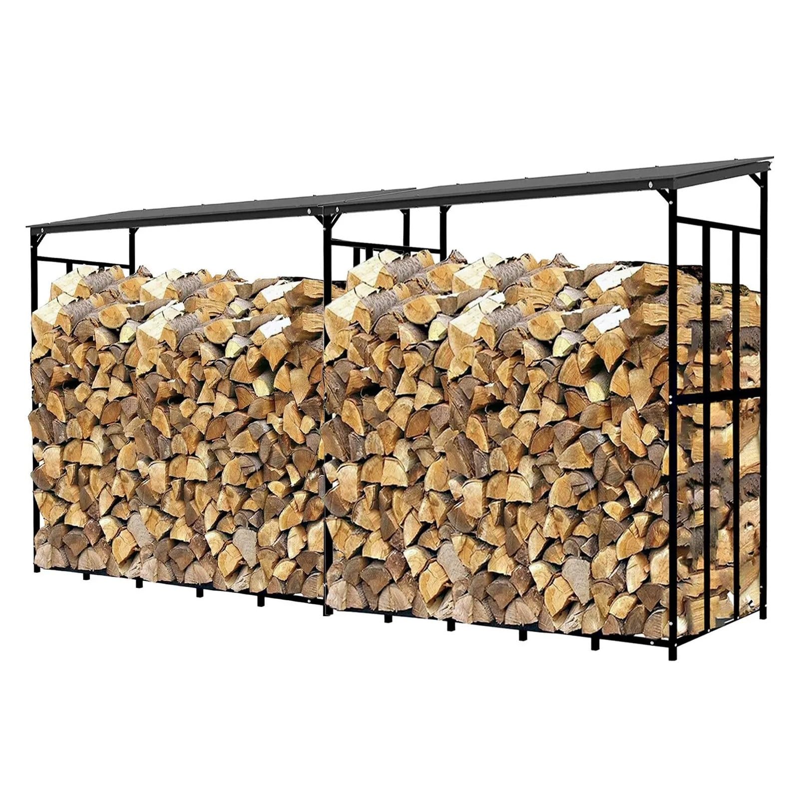 Kaminholzregal aus Metall für den Außenbereich mit wasserdichtem Dach für Gartenlagerung Stapelhalter Holzschuppen (177,8 cm)