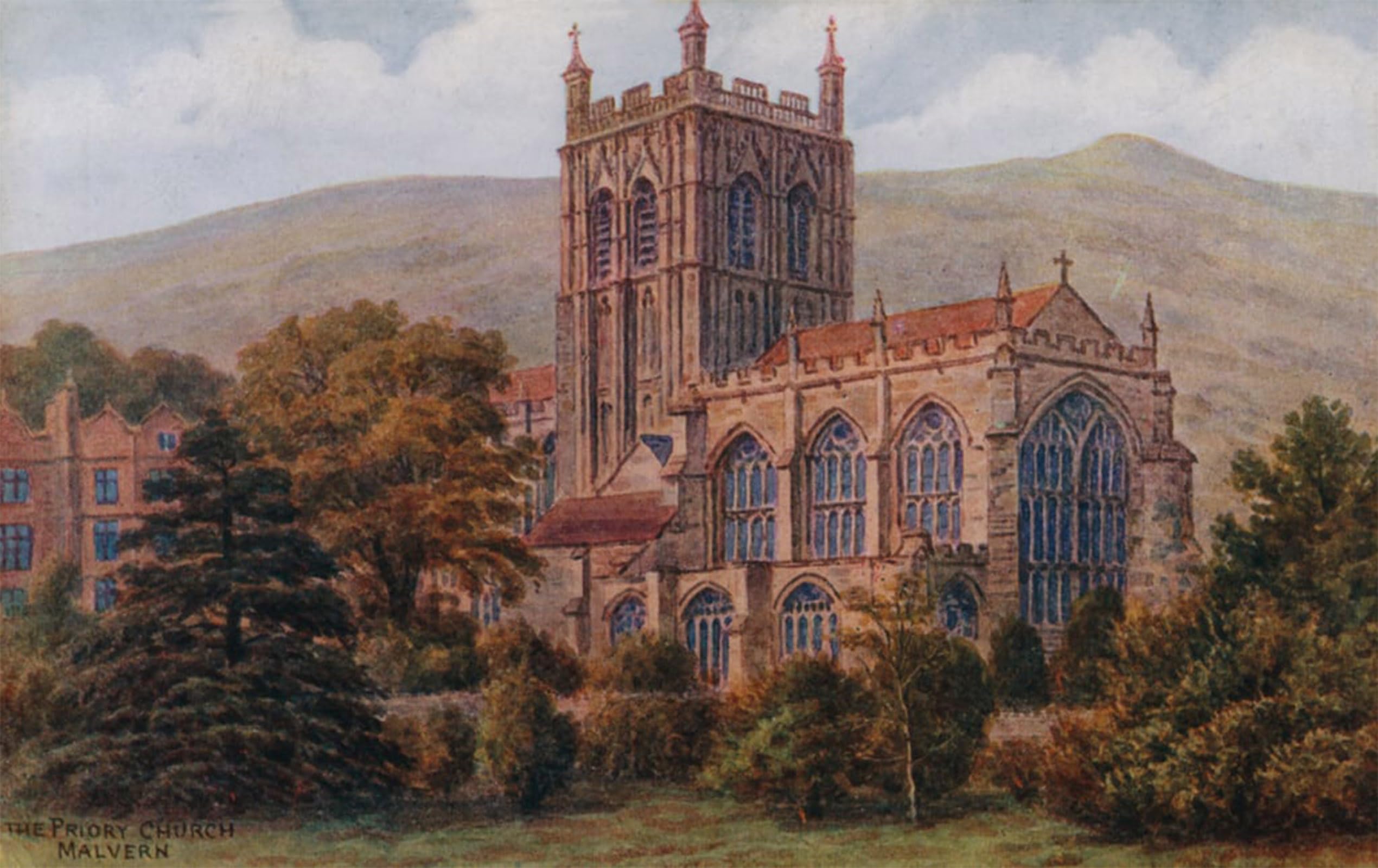 Posteriik No Frame Famous Modern Artwork Art Mural The Priory Church Malvern By Alfred Robert Quinton Oil Paintings Pictures For Home Decor 60X90cm