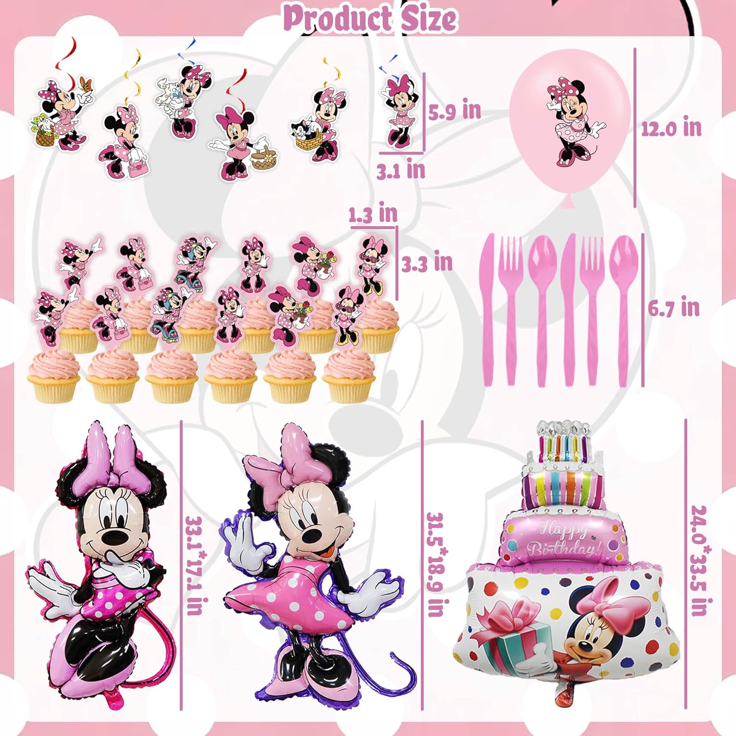 Pink-Themed Birthday Party Decorations Set - Includes Banner, Tablecloth, Balloons, Cutlery - Image 4