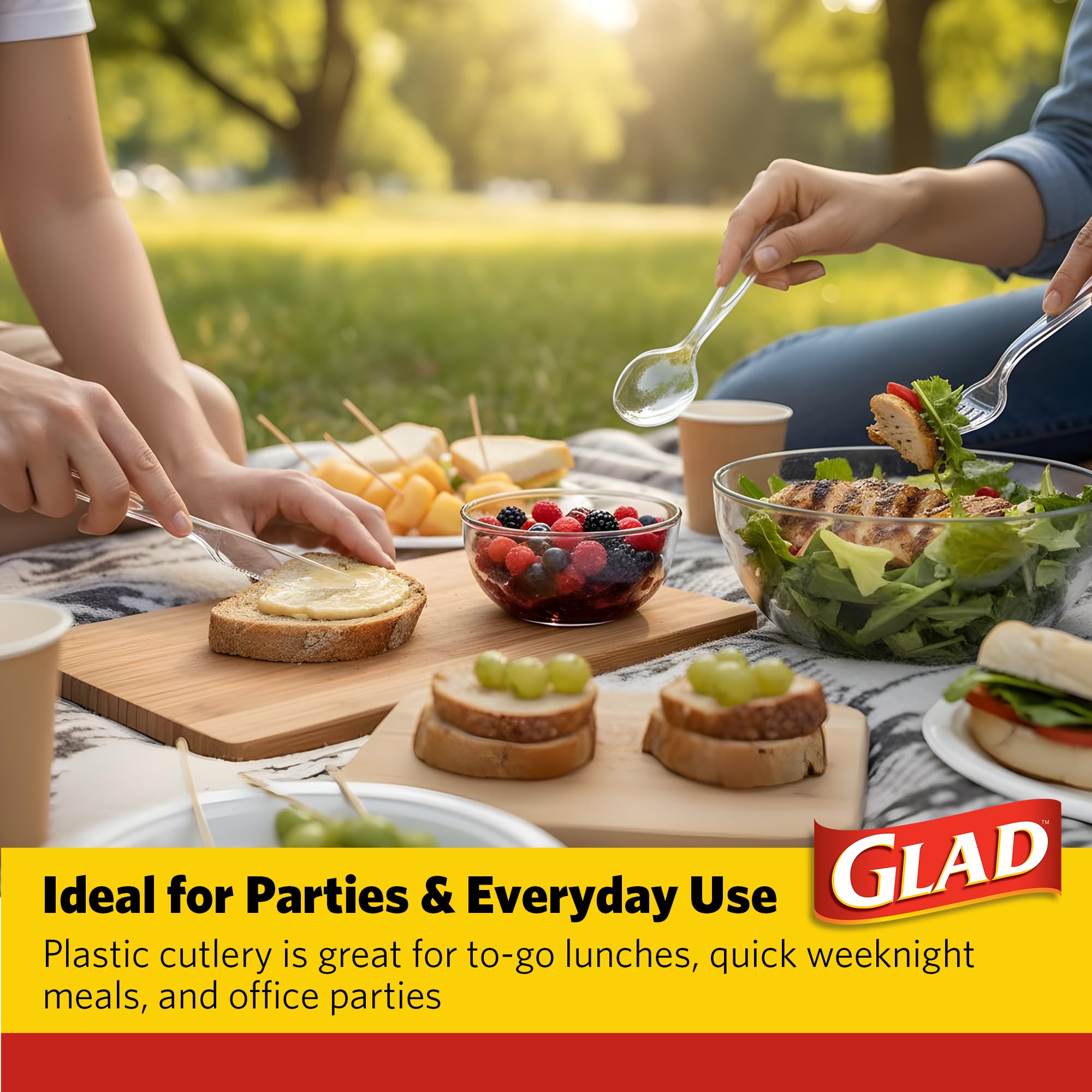 Glad Disposable Cutlery Set - Clear Heavy Duty Plastic Forks, Knives, and Spoons - 240 Piece Plasticware for Parties - Durable, Sturdy Recyclable Utensils - Great for July 4th, Thanksgiving, Christmas