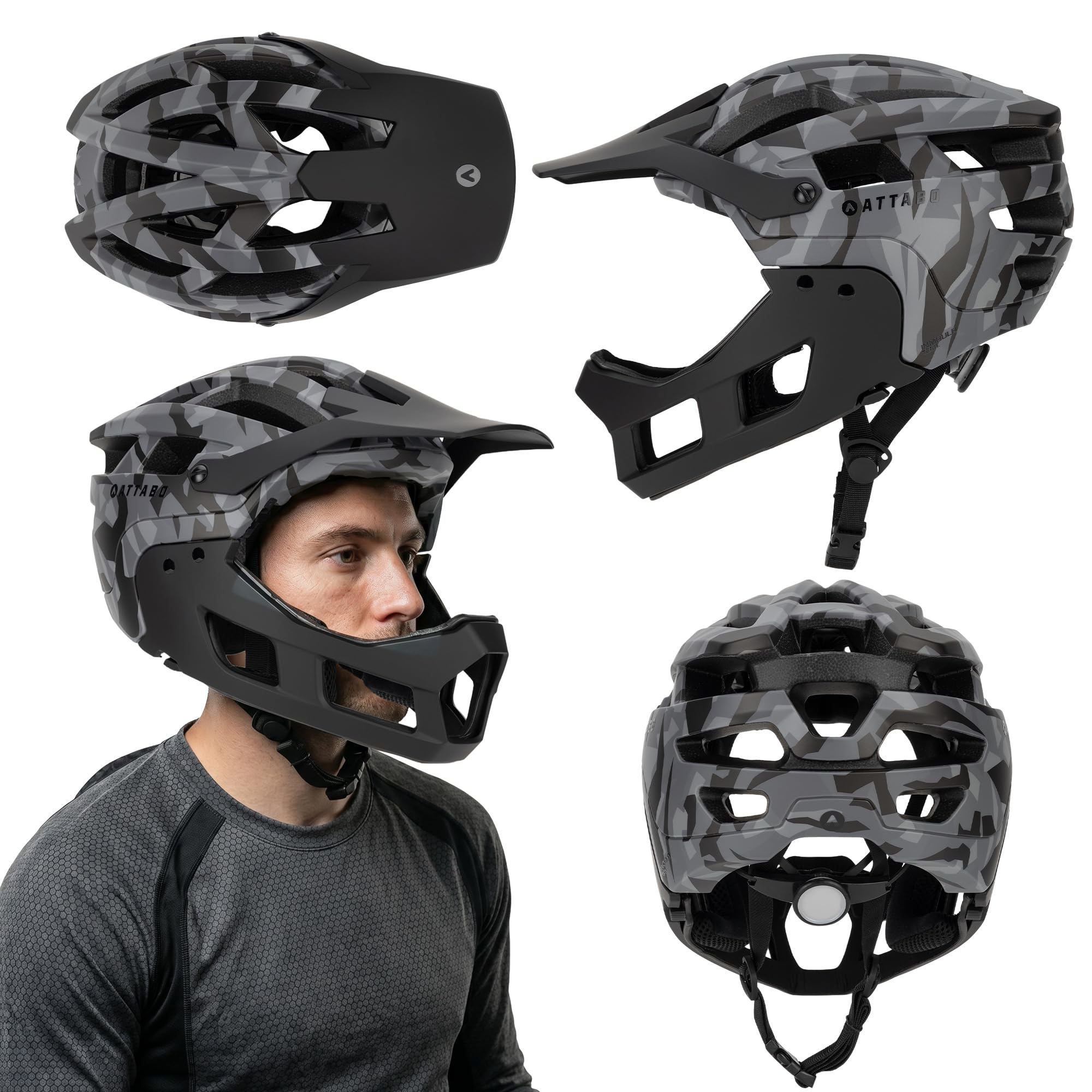 ATTABO Kask Rowerowy State 2.0 Full Face Szary