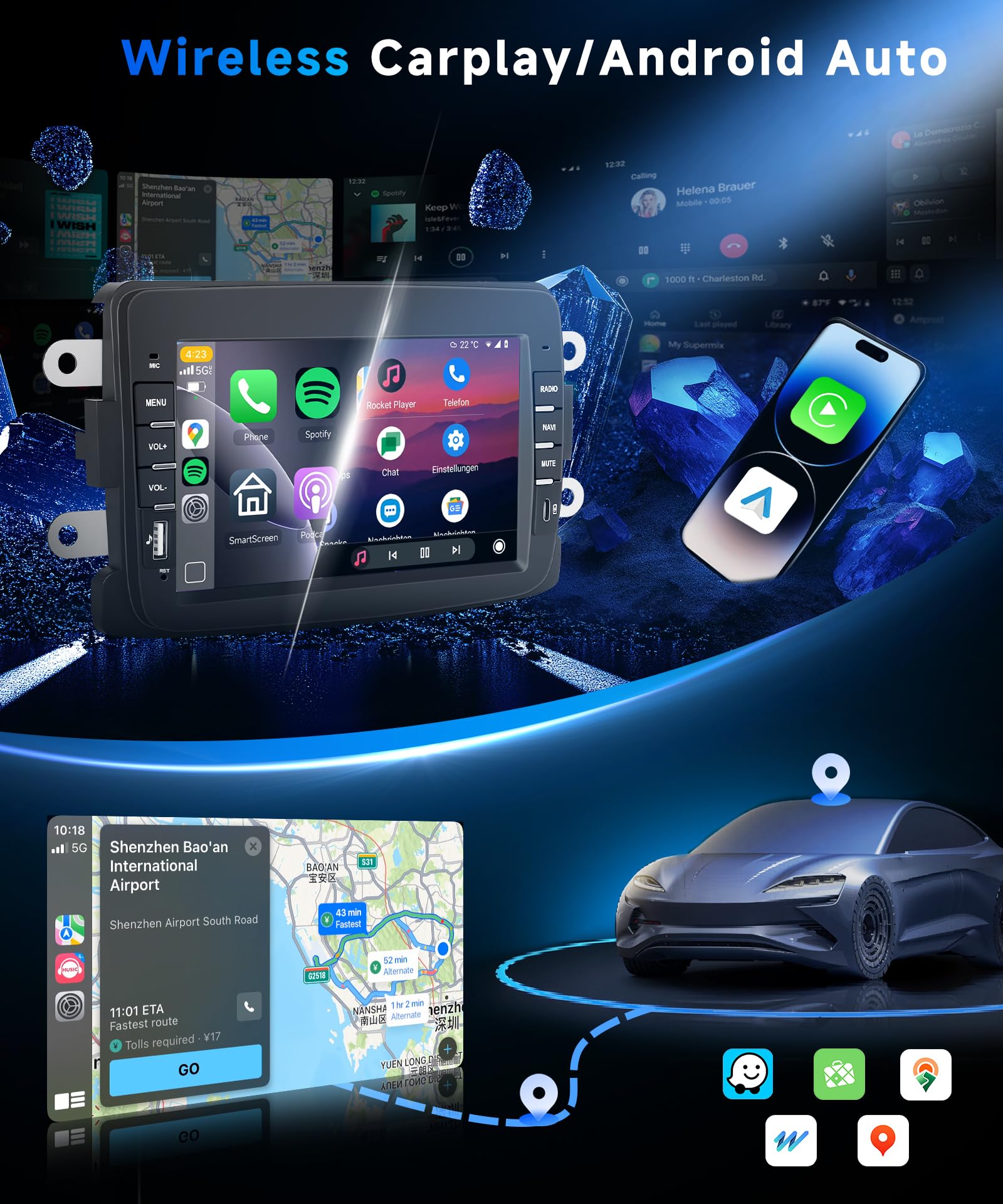 VECHTEL Radio samochodowe 4G + 64G Android 15 dla Renault Dacia Logan Dokker Duster Sandero Lodgy Captur Symbol Lada Xray z Android Auto CarPlay, ekran dotykowy 7'' GPS WiFi USB Type-C Bluetooth FM