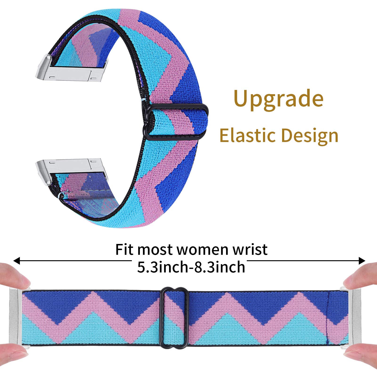 TRISTRAPS Nylon Watch Strap Compatible with Fitbit Versa 3/Sense Strap,Soft Elastic Breathable Replacement Sport Wristbands for Men/Women,18 Colours for Chosen (Blue) - Image 3